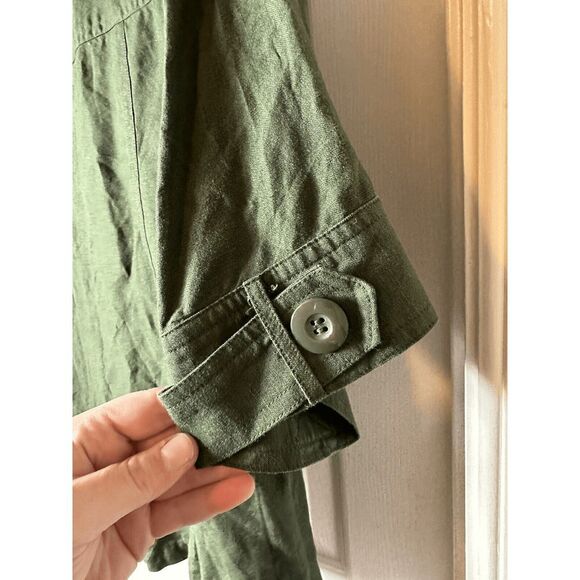 Lane Bryant Women's Linen Blend Green Utility Lagenlook Short‎ S Jacket Size 18 - Picture 3 of 5